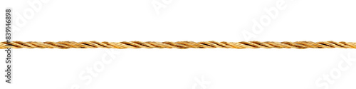 Golden cable. Electric wire. Isolated transparent background PNG. Metallic electrical twirly interlaced cable wire. 