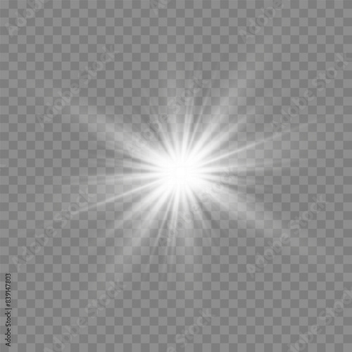 Sparkling stars, twinkling and flashing lights. Collection of various light effects on a black background. Realistic vector graphics
