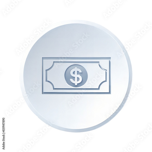 cash icon on neumorphism icon isolated on white background