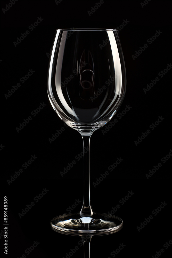 Empty wine glass on black background Empty wine glass on black background