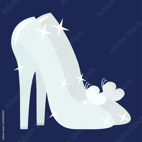 Glass shoes, fairytale shimmering glass slipper