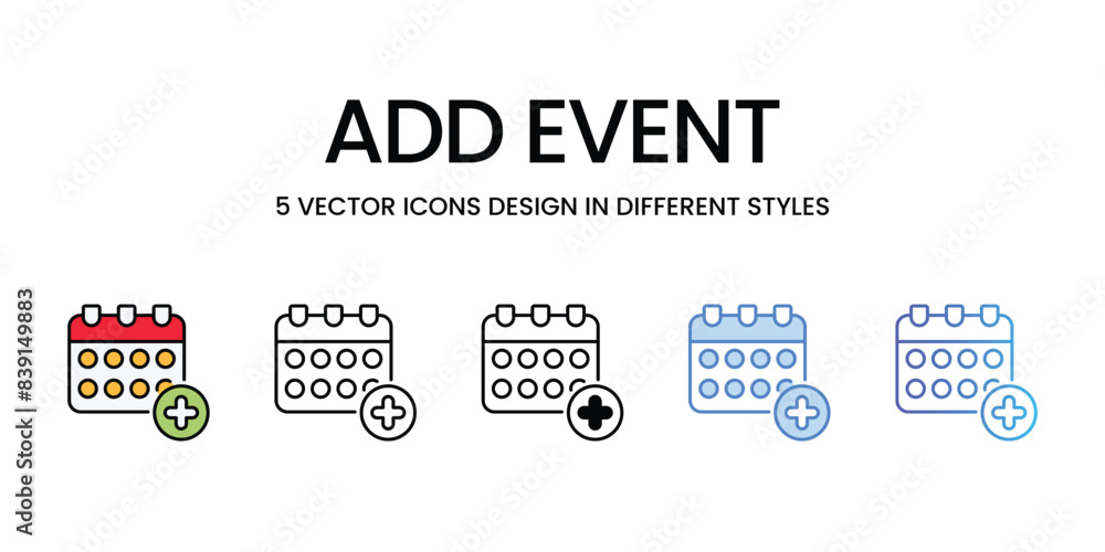 Add Event icons vector set stock illustration. Add Event icons vector set stock illustration.