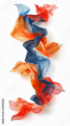 A long blue and orange scarf is shown in the image
