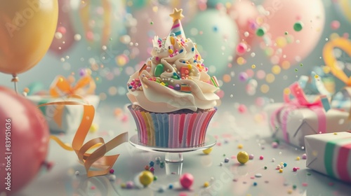 The festive birthday cupcake photo
