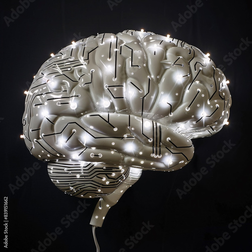 A brain made of wires and lights