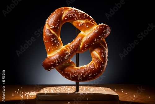 Enticing Soft baked pretzel with salt. Twisted traditional Bavarian bakery doughy bread. Generate ai