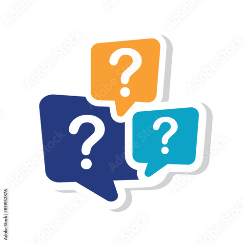 Illustration of exclamation and question mark in speech bubble, icon.