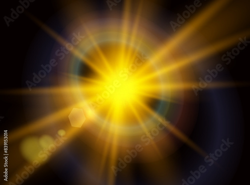 Vector transparent sunlight special lens flare light effect. Lens flare light effect. Sun flash with warm rays and spotlight.