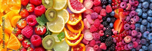 ibrant palette of colorful fruits, berries and vegetables