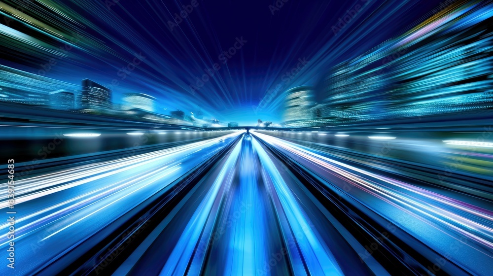 Night Drive Velocity: Car on Illuminated Highway in Dynamic Long-Exposure Night Drive Velocity: Car on Illuminated Highway in Dynamic Long-Exposure