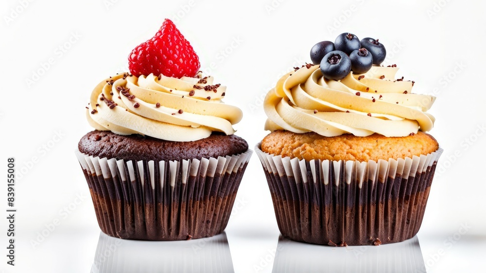 set of cupcakes isolated on white set of cupcakes isolated on white