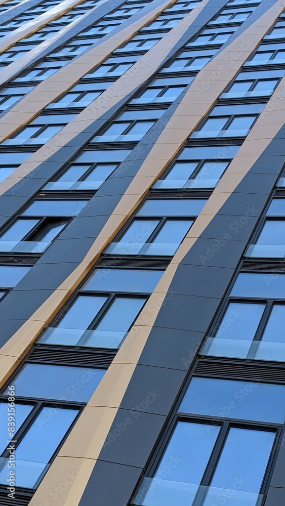 Obraz premium Modern new apartment flat building architecture Windows Pattern Diagonal