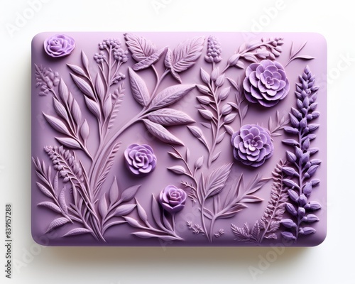 A purple box with flowers on it