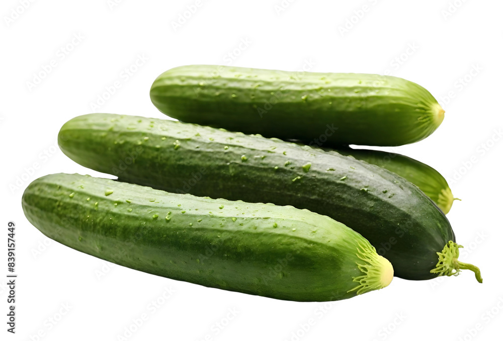 Cucumbers isolated on white background in side view Cucumbers isolated on white background in side view
