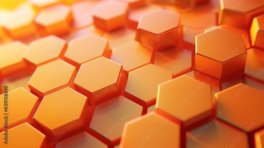 Minimalist Background with Embossed 3D Shape. Orange Gradient Surface with Raised Hexagon Minimalist Background with Embossed 3D Shape. Orange Gradient Surface with Raised Hexagon
