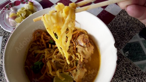 Khao Soi Recipe,Khao Soi,Khao Soi Kai, Thai Noodles Khao Soi, Chicken Curry with seasoning served