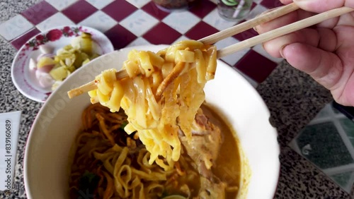 Khao Soi Recipe,Khao Soi,Khao Soi Kai, Thai Noodles Khao Soi, Chicken Curry with seasoning served