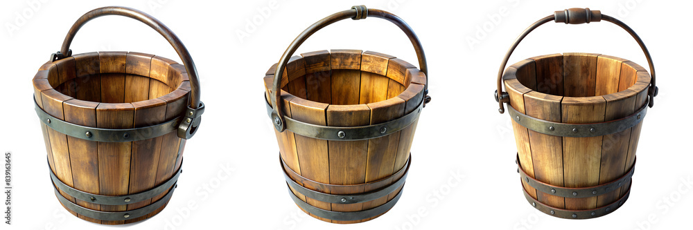 Medieval bucket highly detailed isolated on transparent background PNG file Medieval bucket highly detailed isolated on transparent background PNG file