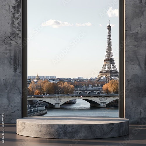 podium on Paris background