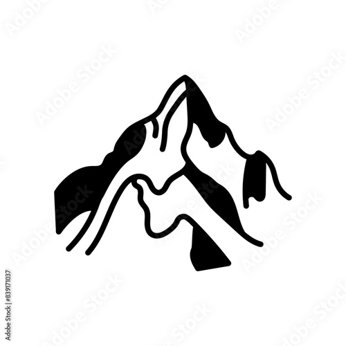 Mountain Glyph Icon, Vector illustration