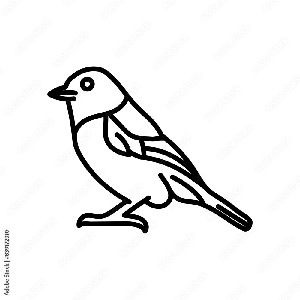 Yellow Tomtit Outline Icon, Vector illustration Yellow Tomtit Outline Icon, Vector illustration