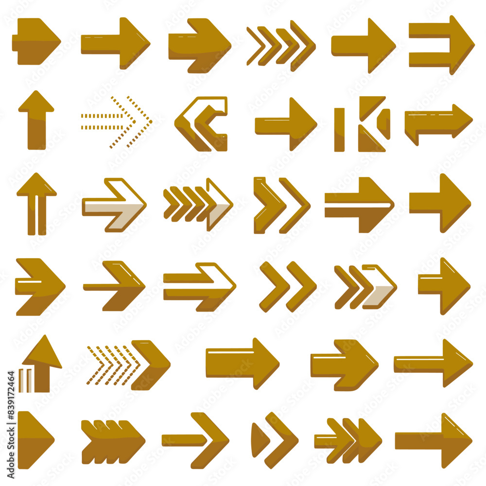 Honeydew Arrow Icon Set with Diverse Designs and Orientations Honeydew Arrow Icon Set with Diverse Designs and Orientations