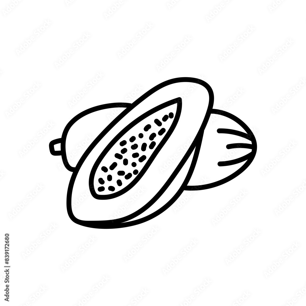 Papaya Outline Icon, Vector illustration Papaya Outline Icon, Vector illustration