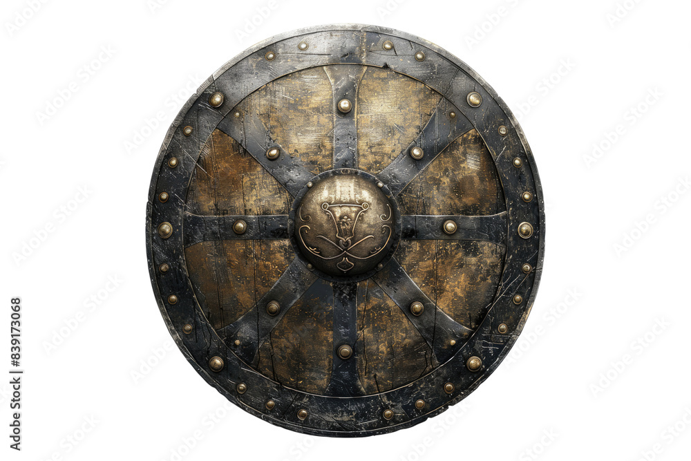 Fototapeta premium Medieval shield isolated on white background