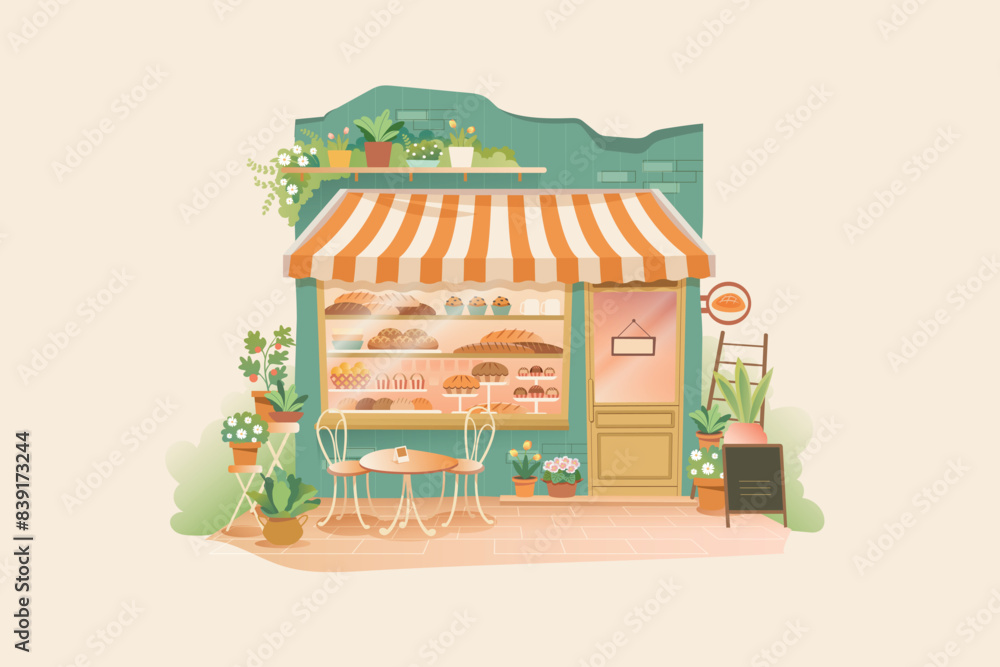 Obraz premium Bakery Store Vector Illustration