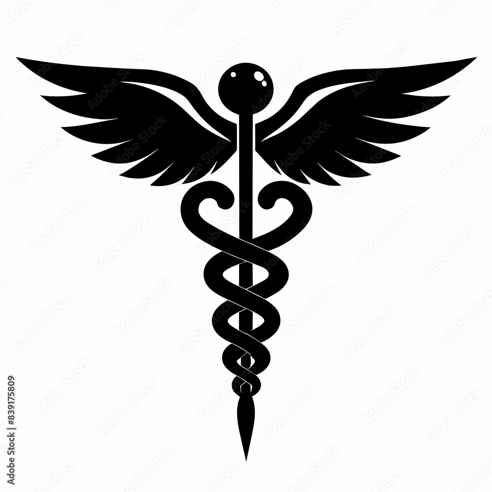 caduceus symbol vector silhouette illustration. caduceus symbol vector silhouette illustration.