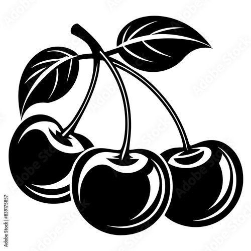 cherry fruit vector silhouette illustration.