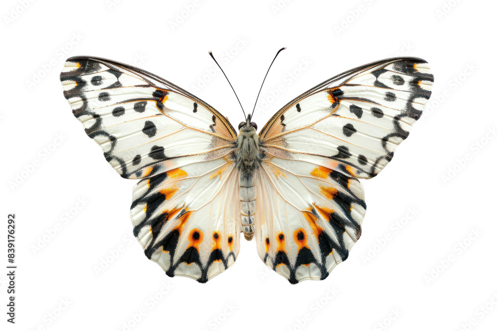 Obraz premium Beautiful Wing Optics White Butterfly Isolated on Transparent Background