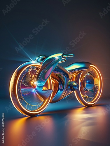 A futuristic and modern redesigned bike with a metallic surface