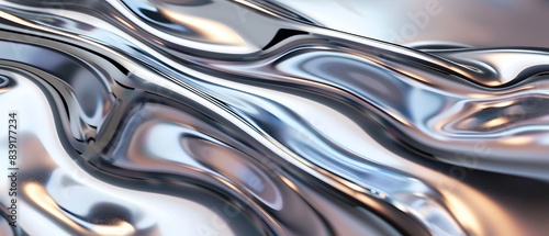 Silver metallic wavy background  design surface  Abstract liquid metal texture. 