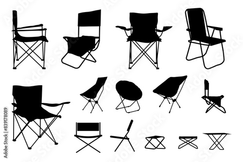 Silhouettes of tourist chairs. Vector illustration.