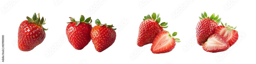 Fresh strawberries, sweet and refreshing isolated on transparent background cutout png Fresh strawberries, sweet and refreshing isolated on transparent background cutout png