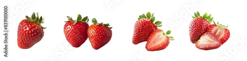 Fresh strawberries, sweet and refreshing isolated on transparent background cutout png