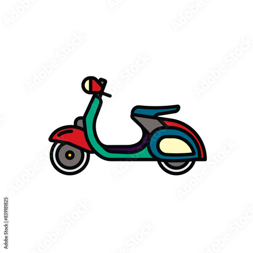 Original vector illustration. Retro scooter. A contour icon.