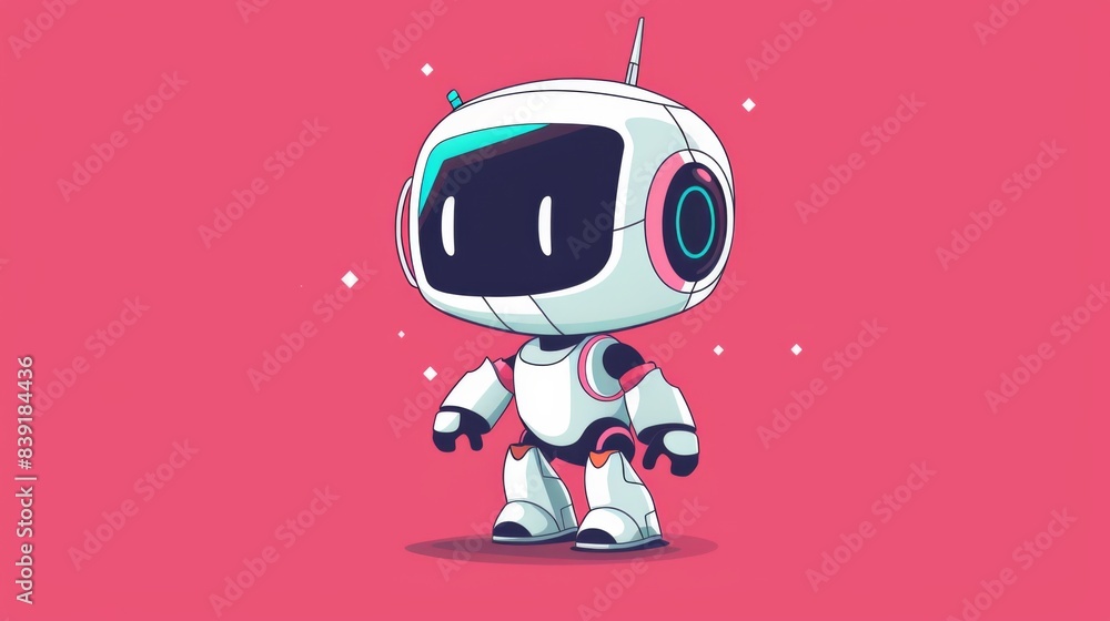 A cartoon robot with a pink background and white eyes, AI A cartoon robot with a pink background and white eyes, AI