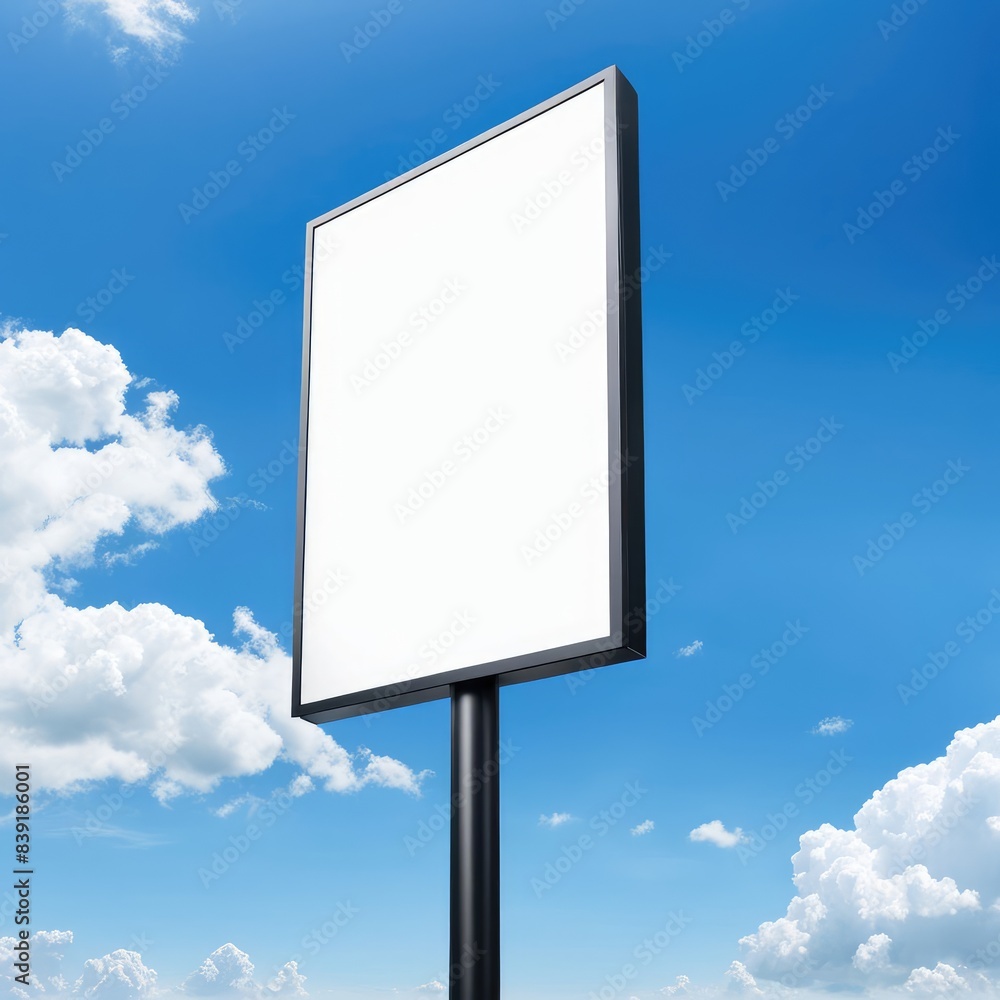 Empty shop signboard with blue sky background Empty shop signboard with blue sky background