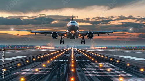 Passenger Plane Taking Off from Runway at Airport during Clear Day