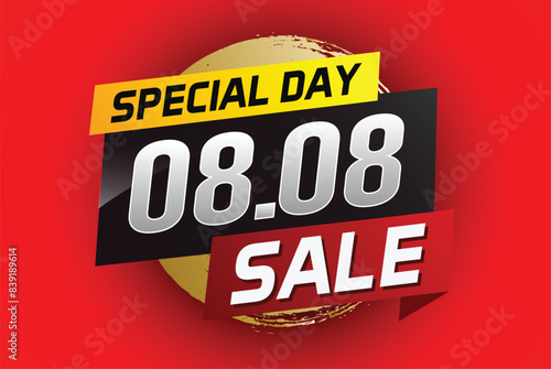 8.8 Special day sale word concept vector illustration with ribbon and 3d style for use landing page, template, ui, web, mobile app, poster, banner, flyer, background, gift card, coupon

