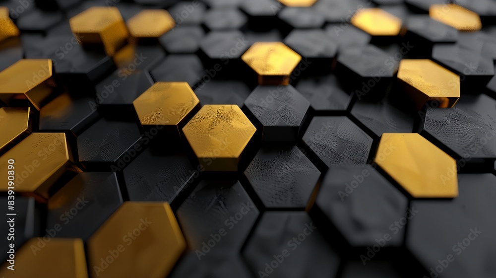 a black and gold hexagonal pattern a black and gold hexagonal pattern