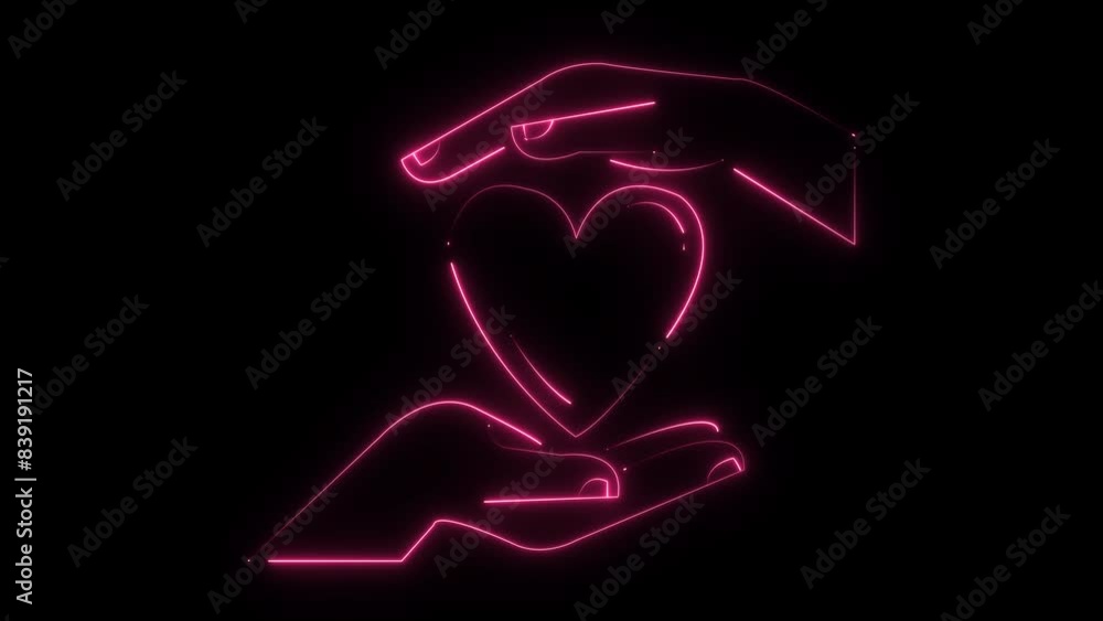 Neon heart. Two hands hold heart. Love. Health care. Line art. Isolated on black background. Hands holding heart on palm. Neon love. Self drawing animation. Concept of charity. Helping hand drawn.
Neon heart. Two hands hold heart. Love. Health care. Line art. Isolated on black background. Hands holding heart on palm. Neon love. Self drawing animation. Concept of charity. Helping hand drawn.