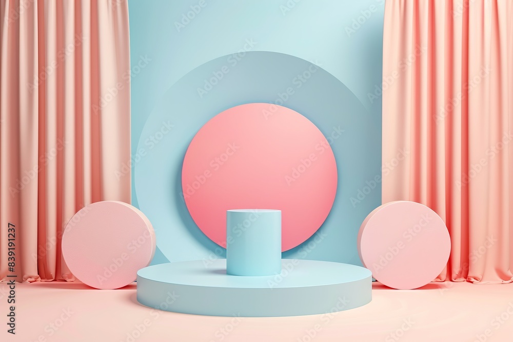 Stand podium wall scene pastel color background, geometric shape for product display presentation. Minimal scene for mockup products Stand podium wall scene pastel color background, geometric shape for product display presentation. Minimal scene for mockup products
