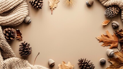 Autumn Flat Lay with Cozy Sweater and Seasonal Decorations