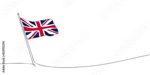A single line drawing of a Great Britain flag. Continuous line The United Kingdom of Great Britain and Northern Ireland icon. One line icon. Vector illustration