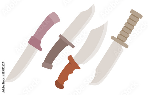 knives vector set cute cartoon style. 