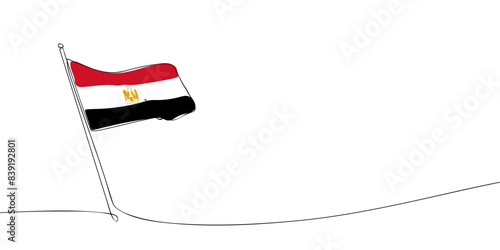 A single line drawing of a Egypt  flag. Continuous line Arab Republic of Egypt icon. One line icon. Vector illustration