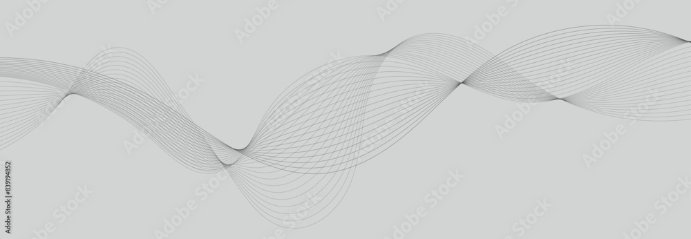 Fototapeta premium Wave lines vector illustration. Curve wave seamless pattern. Line art striped graphic template.